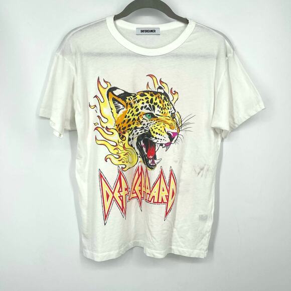 Daydreamer Def Leppard TNT Pyromania '83 Ringer Tee White Medium NWOT - Picture 8 of 8